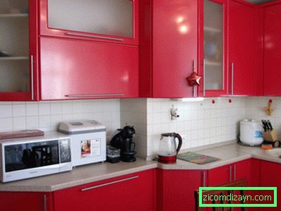 Oblikovanje rdeče bele kuhinje (85 resničnih fotografij)